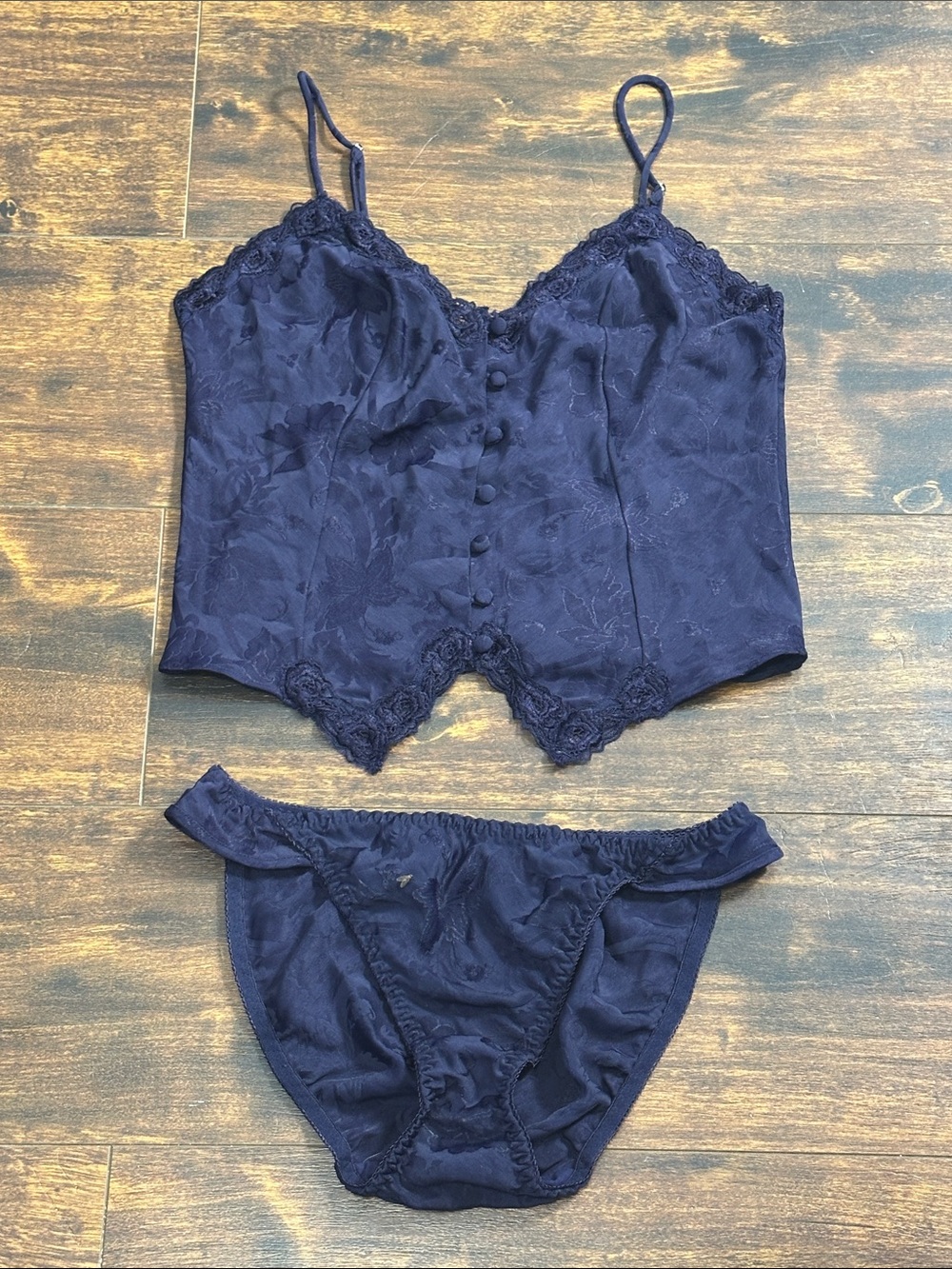 💙 Vintage Victoria’s Secret Gold Label Jacquard Lingerie Set S